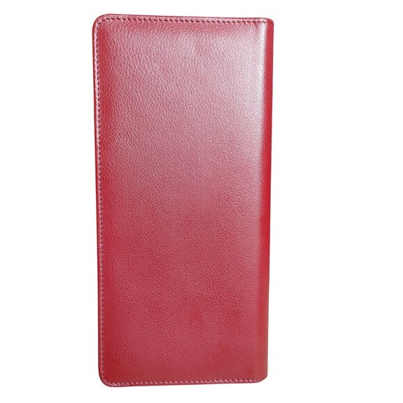 Long Wallet Red Faux Leather Travel Passport Card Slots Zipper Pocket Organizer - Picture 2 of 8